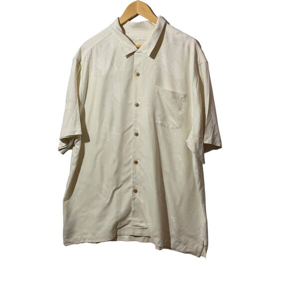 Tommy Bahama Silk Hawaiian Jacquard‎ Off-White Tropical Palm Leaves XL - Picture 1 of 7